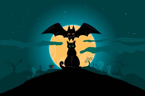 TAPETA PŘÁTELSKÁ STRAŠIDLA ZA ÚPLŇKU MĚSÍCE - DĚTSKÉ TAPETY - TAPETY