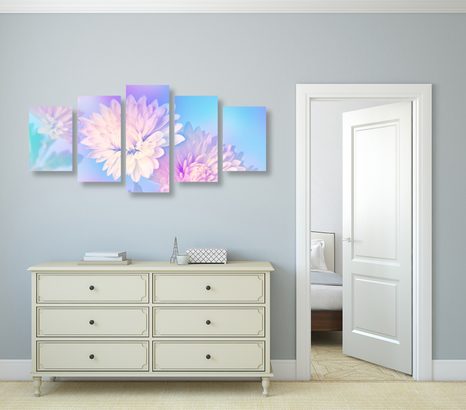 5-RÉSZES KÉP KRIZANTÉM VIRÁG - VIRÁGMINTÁS KÉPEK - KÉPEK