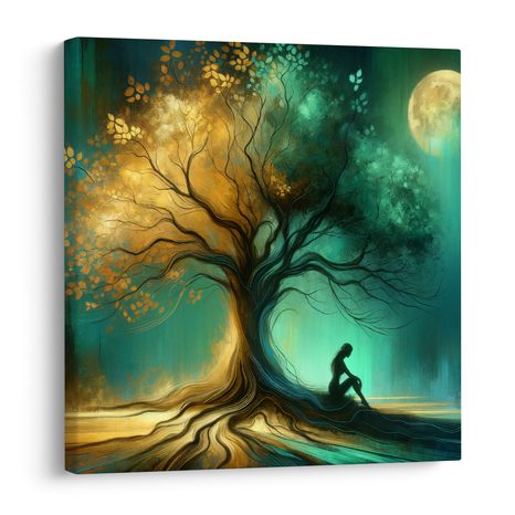 WANDBILD STILLE NACHT UNTER DEM BAUM DES LEBENS - BILDER BÄUME DES LEBENS - BILDER