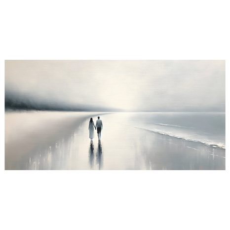 WANDBILD LIEBESPAAR AN DER KÜSTE - BILDER MEER UND STRAND - BILDER