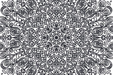 TAPETA ORNAMENT S MOTIVEM KVĚTIN V ČERNOBÍLÉM - ČERNOBÍLÉ TAPETY - TAPETY