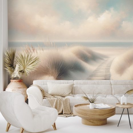 SAMOLEPÍCÍ TAPETA PÍSEČNÁ PLÁŽ S DŘEVĚNOU CESTOU - TAPETY MOŘE A PLÁŽ - TAPETY