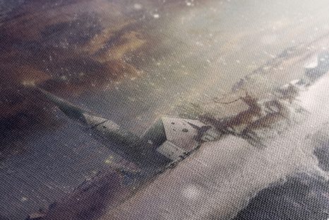 STAMPA SU TELA – CERVO NEL VILLAGGIO INNEVATO - QUADRI DI NATURA E PAESAGGIO - STAMPE E QUADRI