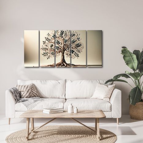 5-DÍLNÝ OBRAZ DEKORATIVNÍ STROM ŽIVOTA S ORNAMENTY - OBRAZY STROMY ŽIVOTA - OBRAZY