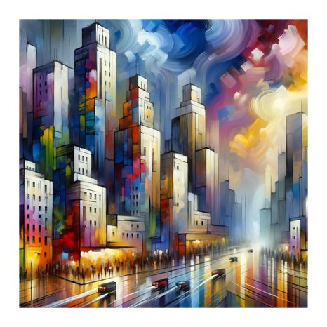 OBRAZ ABSTRAKTNÍ PANORAMA MĚSTA - OBRAZY MĚSTA - OBRAZY