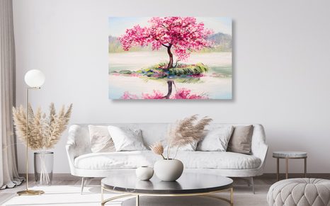 STAMPA SU TELA – CILIEGIO ORIENTALE IN VERSIONE ROSA - QUADRI DI NATURA E PAESAGGIO - STAMPE E QUADRI