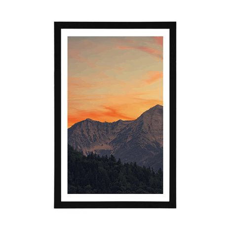 PLAKAT Z PASSE-PARTOUT ZACHÓD SŁOŃCA W GÓRACH - PRZYRODA - PLAKATY