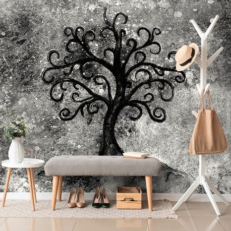 SELF ADHESIVE WALLPAPER BLACK AND WHITE TREE OF LIFE - SELF-ADHESIVE WALLPAPERS - WALLPAPERS