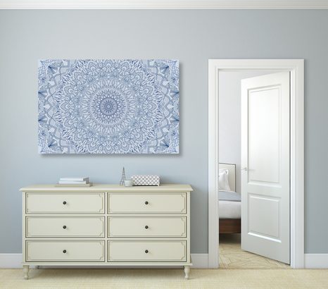 SLIKA MANDALA Z DETAJLI V MODRI BARVI - SLIKE FENG SHUI - SLIKE