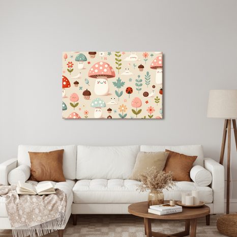 OBRAZ VESELÝ LES S HOUBAMI A ZVÍŘÁTKY - DĚTSKÉ OBRAZY - OBRAZY