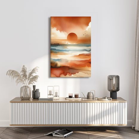 WANDBILD ROTER HIMMEL ÜBER DEM MEER - BILDER VON SONNENAUFGANG UND SONNENUNTERGANG - BILDER