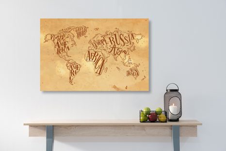 OBRAZ MODERNÍ MAPA SVĚTA NA VINTAGE PODKLADĚ - OBRAZY MAPY - OBRAZY