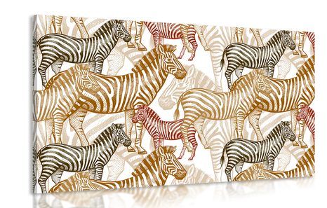 CANVAS PRINT REALM OF ZEBRAS - PICTURES OF ZEBRAS AND GIRAFFES - PICTURES