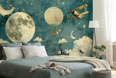 САМОЗАЛЕПВАЩ ТАПЕТ – МЕЧТАТЕЛНО НЕБЕ С САМОЛЕТИ - САМОЗАЛЕПВАЩИ ТАПЕТИ - ТАПЕТИ