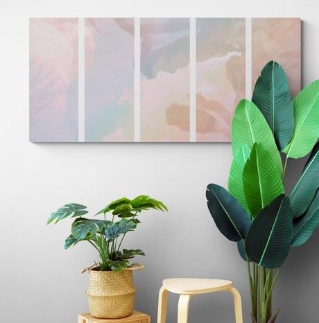 5-DÍLNÝ OBRAZ ODRAZ PASTELOVÝCH LISTŮ - OBRAZY STROMY A LISTY - OBRAZY