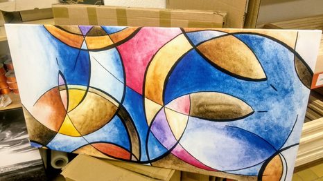 WANDBILD ABSTRAKTE ZEICHNUNG VON FORMEN - ABSTRAKTE BILDER - BILDER