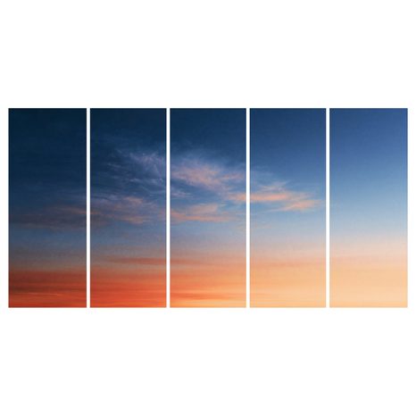 TABLEAU EN 5 PARTIES – CIEL DU SOIR EN COULEURS - TABLEAUX LEVER ET COUCHER DE SOLEIL - TABLEAUX