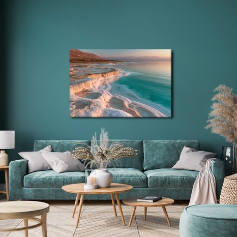TABLEAU SUR TOILE – RIVAGE TURQUOISE DU LAC SALÉ - TABLEAUX DU LAC - TABLEAUX