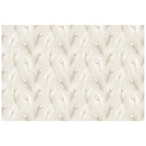 SAMOLEPÍCÍ TAPETA BÉŽOVÉ PÁVOVÉ PEŘÍ V GLAMOUR STYLU - VZOROVANÉ TAPETY - TAPETY