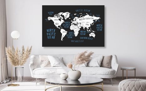OBRAZ NA KORKU MAPA SVĚTA V MODERNÍM PROVEDENÍ - OBRAZY NA KORKU - OBRAZY