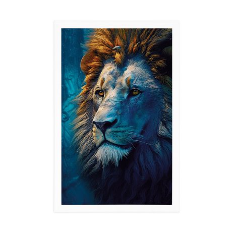 PLAKAT MODRO ZLATI LEV - KRALJI KRALJESTVA ŽIVALI - PLAKATI