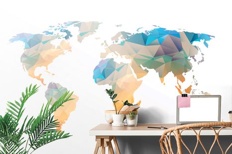 SAMOLEPÍCÍ TAPETA POLYGONÁLNÍ MAPA SVĚTA - SAMOLEPÍCÍ TAPETY - TAPETY