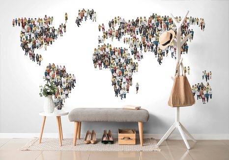 TAPETA MAPA SVĚTA SESTÁVAJÍCÍ Z LIDÍ - TAPETY MAPY - TAPETY
