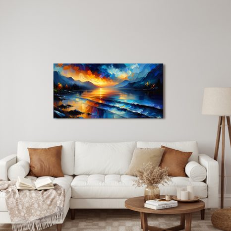 OBRAZ BAREVNÁ SYMFONIE NA JEZEŘE - OBRAZY VÝCHOD A ZÁPAD SLUNCE - OBRAZY