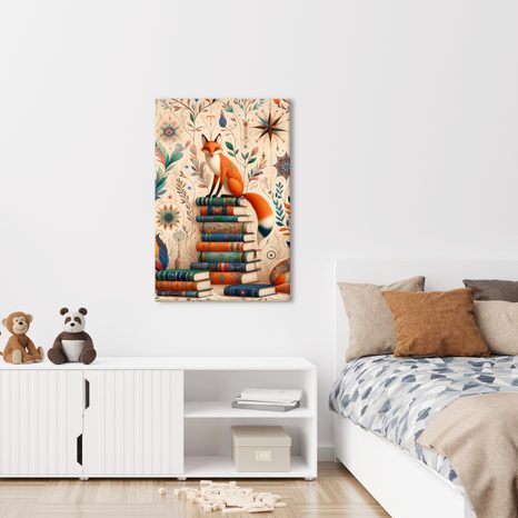 OBRAZ LIŠKY A KOUZELNÁ KNIHOVNA - OBRAZY ZVÍŘAT - OBRAZY