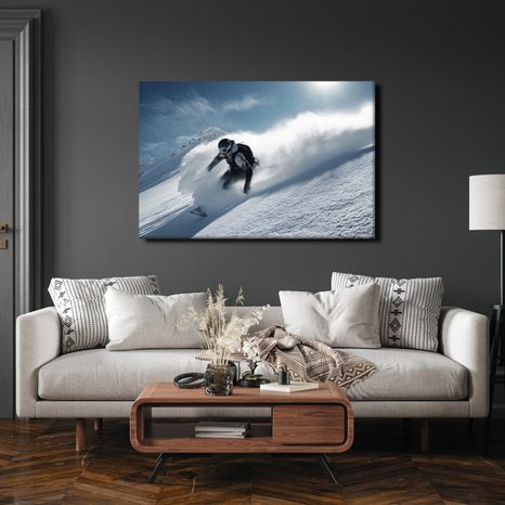 WANDBILD WINTERLICHE ADRENALIN-FAHRT - BILDER VON MENSCHEN - BILDER