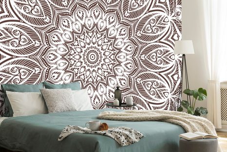 TAPETA MANDALA HARMONIJE NA RJAVEM OZADJU - TAPETE FENG SHUI - TAPETE