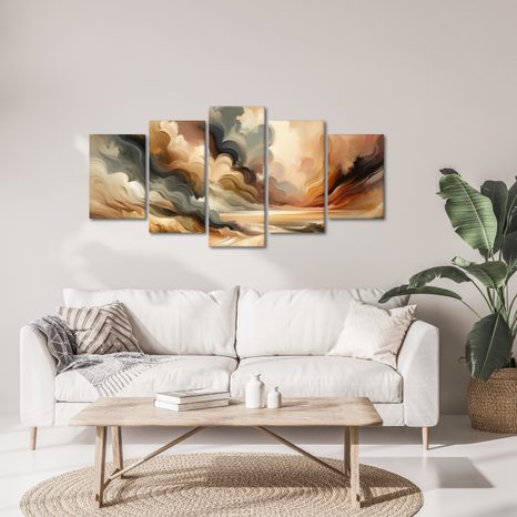 5-TEILIGES WANDBILD DRAMATISCHER HIMMEL ÜBER LANDSCHAFT - WANDBILDER ABSTRAKTE FORMEN - BILDER