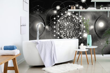 TAPETA OKOUZLUJÍCÍ ČERNOBÍLÁ MANDALA - ČERNOBÍLÉ TAPETY - TAPETY