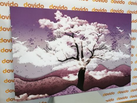 КАРТИНА НА ПЛАТНО – ДЪРВО ЗАЛЯТО С ОБЛАЦИ - КАРТИНИ НА ПРИРОДАТА И ПЕЙЗАЖИ - КАРТИНИ