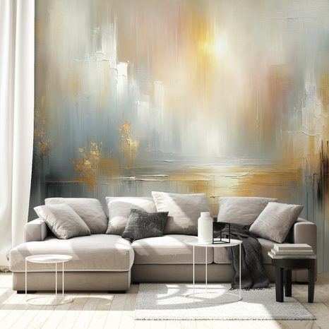 TAPETE ABSTRAKTE GOLDENE UND GRAUE TÖNE - MARMOR-TAPETEN - TAPETEN