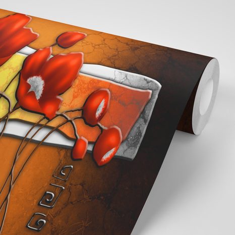 CARTA DA PARATI AUTOADESIVA – PAPAVERI ROSSI E CAPSULE - CARTA DA PARATI AUTOADESIVE - CARTA DA PARATI