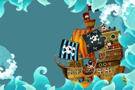 WANDBILD PIRATENSCHIFF AUF DEM MEER - BILDER FÜR KINDER - BILDER