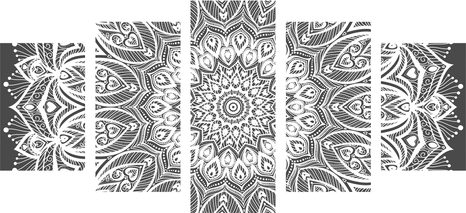 5 RÉSZES KÉP MANDALA HARMÓNIÁJA FEKETE FEHÉRBEN - FEKETE-FEHÉR KÉPEK - KÉPEK