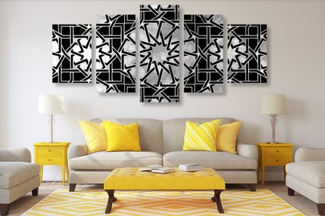 5-DELNA SLIKA ORIENTALSKI MOZAIK V ČRNOBELI IZVEDBI - ČRNOBELE SLIKE - SLIKE