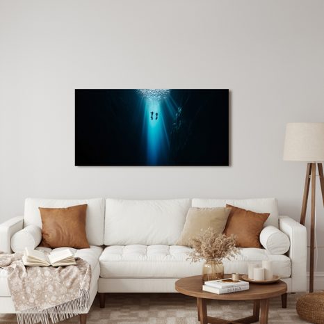 QUADRO SU TELA – IMMERSIONE NELL'ABISSO BLU - QUADRI MARE E SPIAGGIA - STAMPE E QUADRI