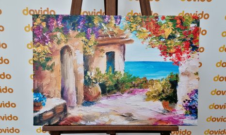 OBRAZ LETNÍ POBŘEŽNÍ DOMEK - OBRAZY - TOTÁLNÍ VÝPRODEJ 🔥