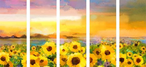 5-RÉSZES KÉP NAPRAFORGÓ MEZŐ - NAPRAFORGÓS KÉPEK - KÉPEK