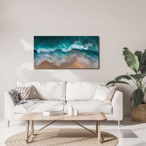 OBRAZ OCEÁNSKÁ PĚNA A PÍSEČNÉ POBŘEŽÍ - OBRAZY MOŘE A PLÁŽ - OBRAZY