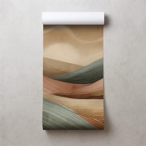 TAPETA ABSTRAKTNÍ KRAJINA V TEPLÝCH TÓNECH - TAPETY POLE A LOUKY - TAPETY