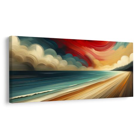 OBRAZ ČERVENÉ NEBE NAD POBŘEŽÍM - OBRAZY MOŘE A PLÁŽ - OBRAZY