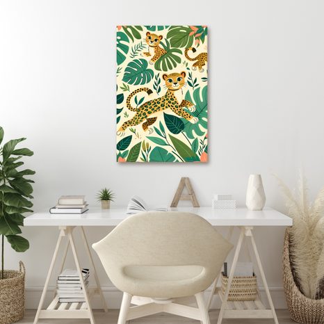 WANDBILD GEPARDENFAMILIE IM REGENWALD - KINDERBILDER TIERE - BILDER