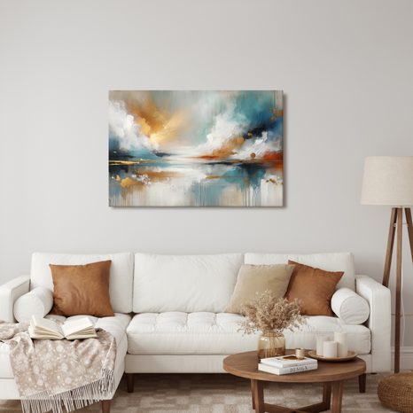 WANDBILD GOLDENER HIMMEL ÜBER DEM WASSER - BILDER SEEN - BILDER