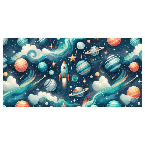 WANDBILD RAKETE UND PLANETEN IM WELTRAUM - KINDERBILDER WELTRAUM - BILDER