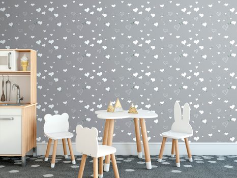 SAMOLEPÍCÍ TAPETA ROZTOMILÉ BÍLÉ SRDÍČKA - SAMOLEPÍCÍ TAPETY - TAPETY