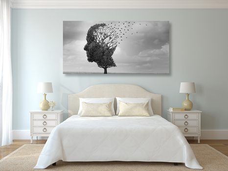 OBRAZ DRZEWO W KSZTAŁCIE TWARZY - OBRAZY CZARNO-BIAŁE - OBRAZY
